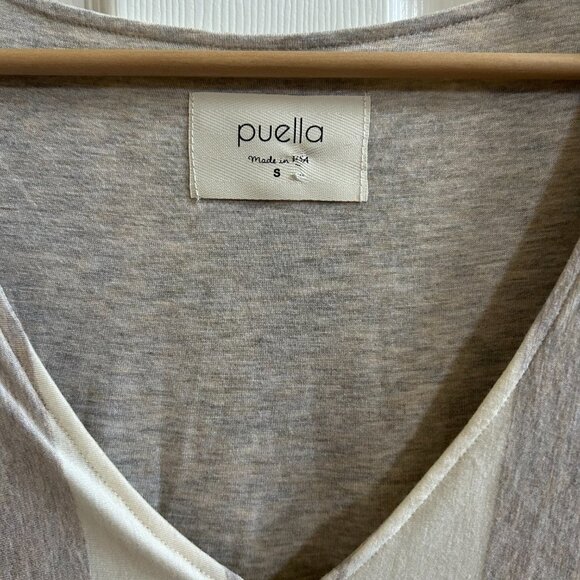 Anthropologie Dress Puella Elevation Striped Cocoon Cream Tunic SZS Midi VNeck - Picture 5 of 7